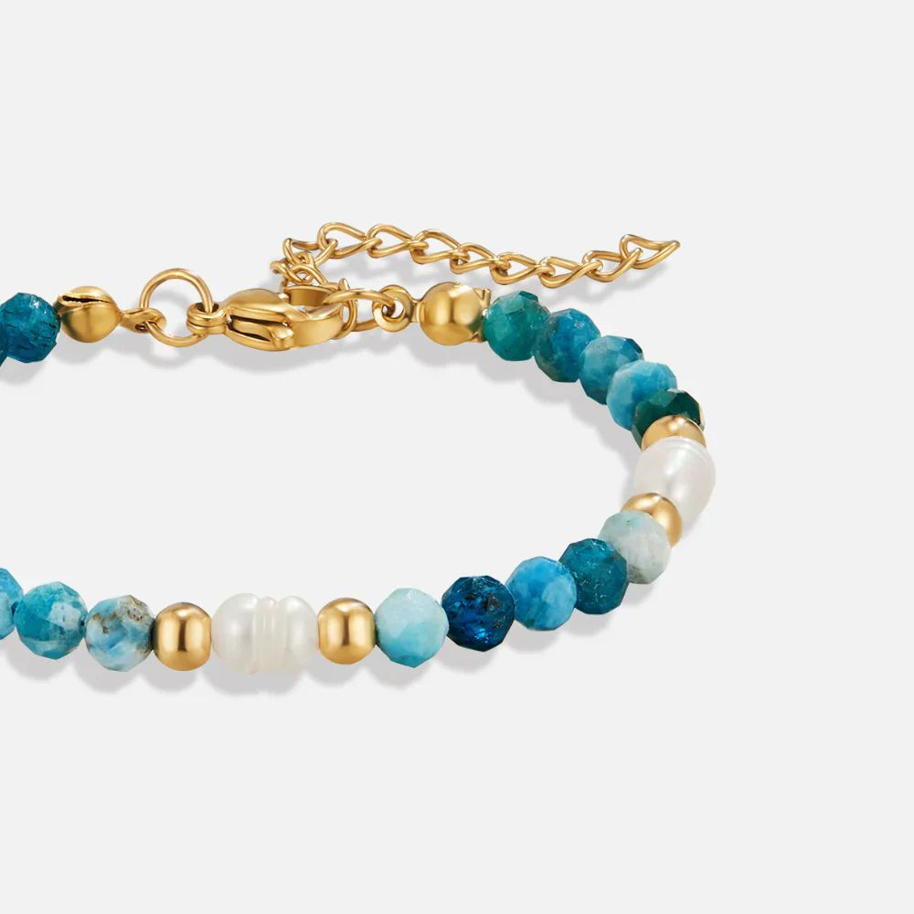 Vioraia Turquoise Blue & Pearl Bead Bracelet