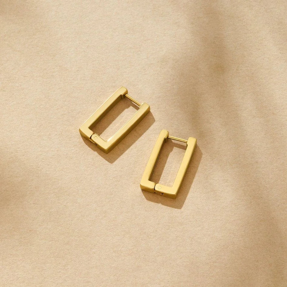 Vioraia Gold Rectangle Hoop Earrings