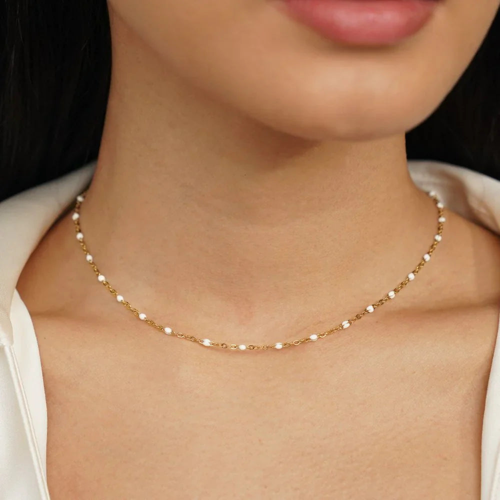 Vioraia Mila White Bead Necklace