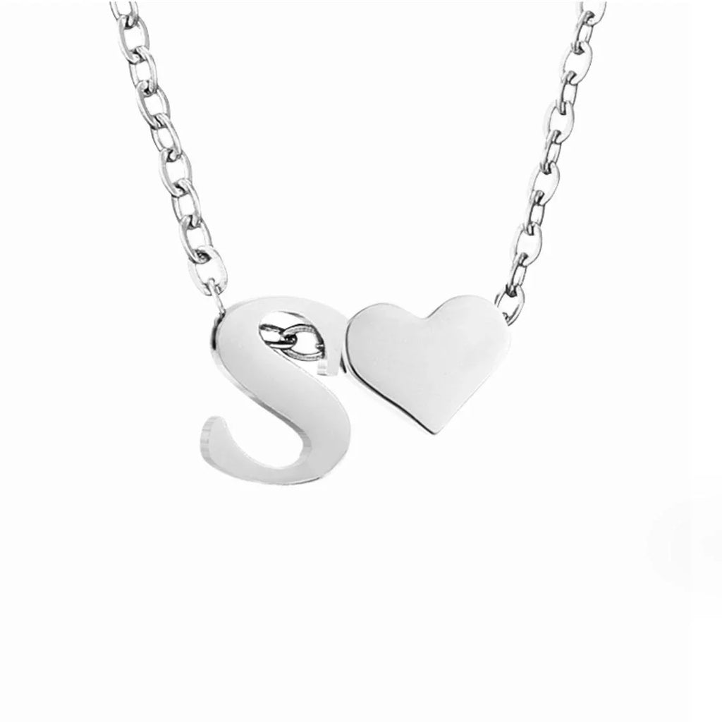 Vioraia Forever Love & Letter Silver Necklace
