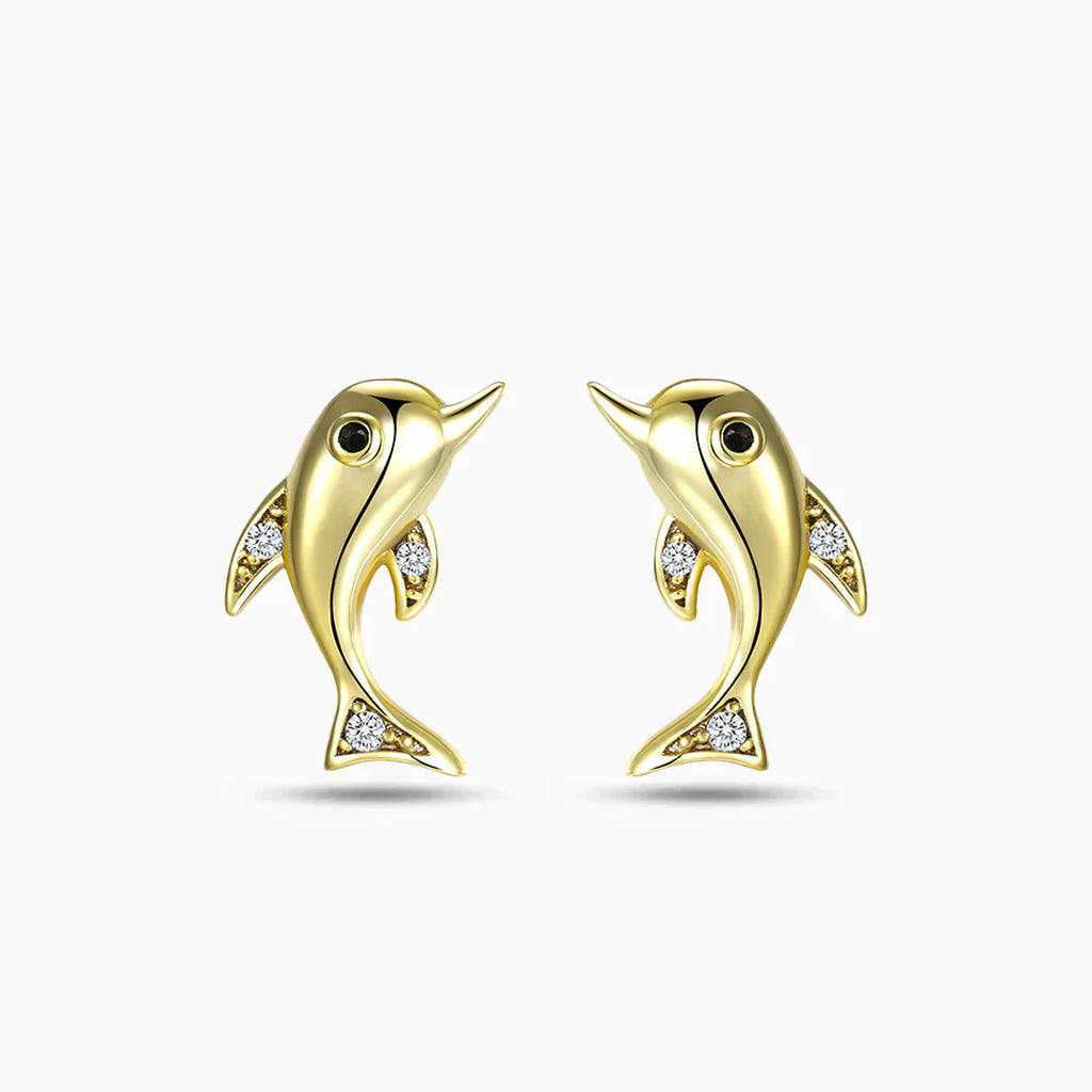 Vioraia Golden Dolphin Earrings