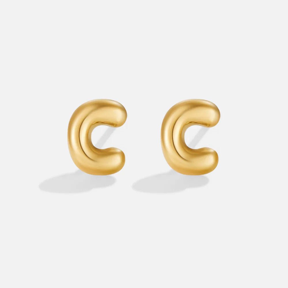 Vioraia Gold Bubble Letter Earrings
