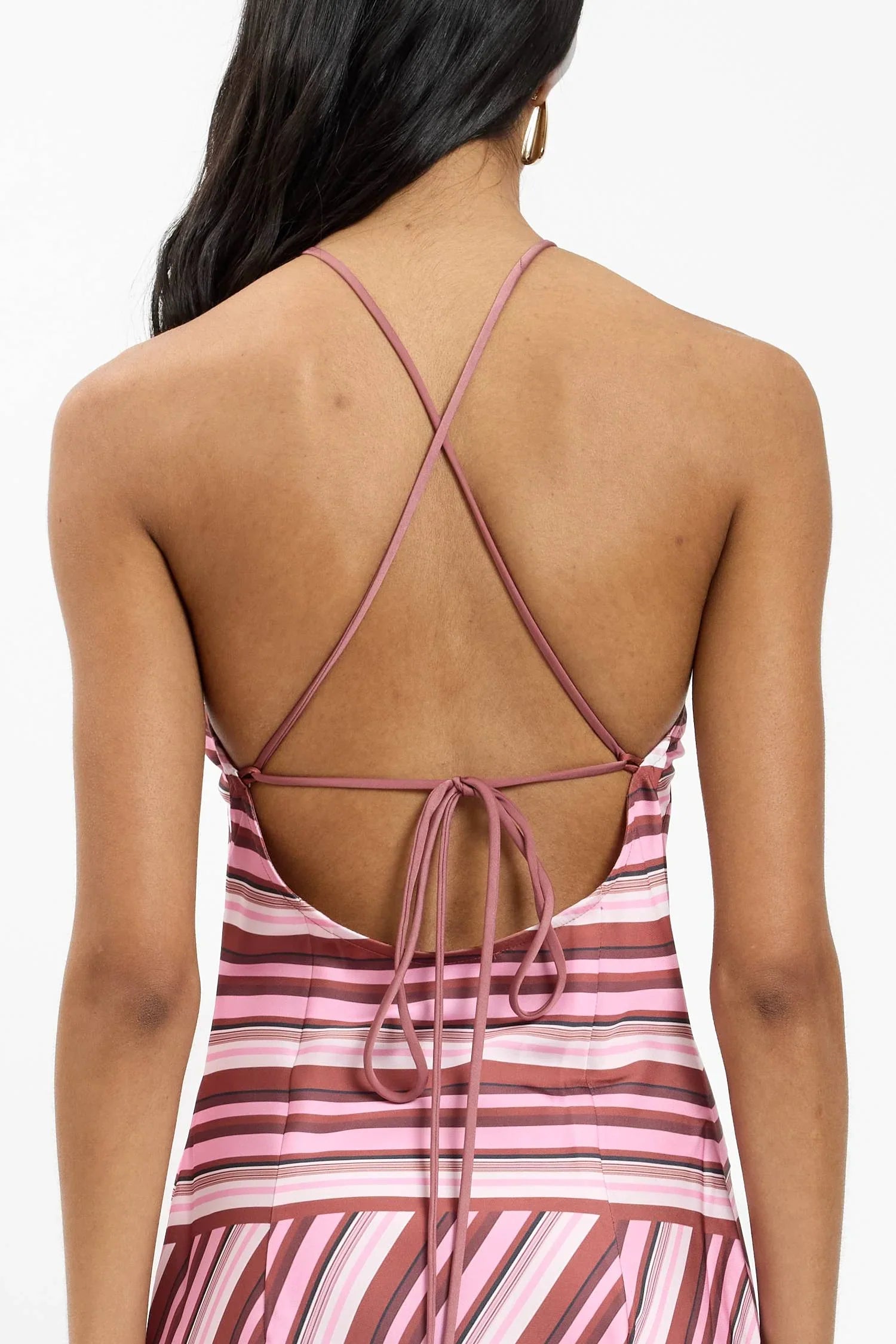 Halter Maxi Dress | Magenta Stripe