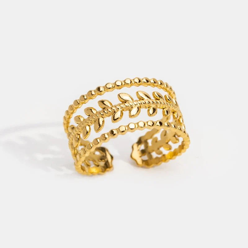 Vioraia Marissa Layered Gold Leaf Ring