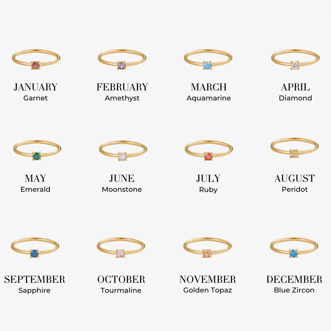 Vioraia Birthstone 18K Gold Rings
