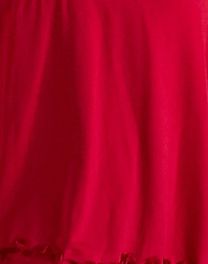 Boone One Shoulder Mini Dress in Slinky Red
