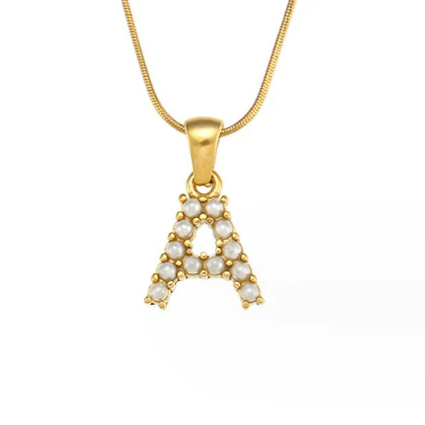 Vioraia Letter Pearl Charm Necklace