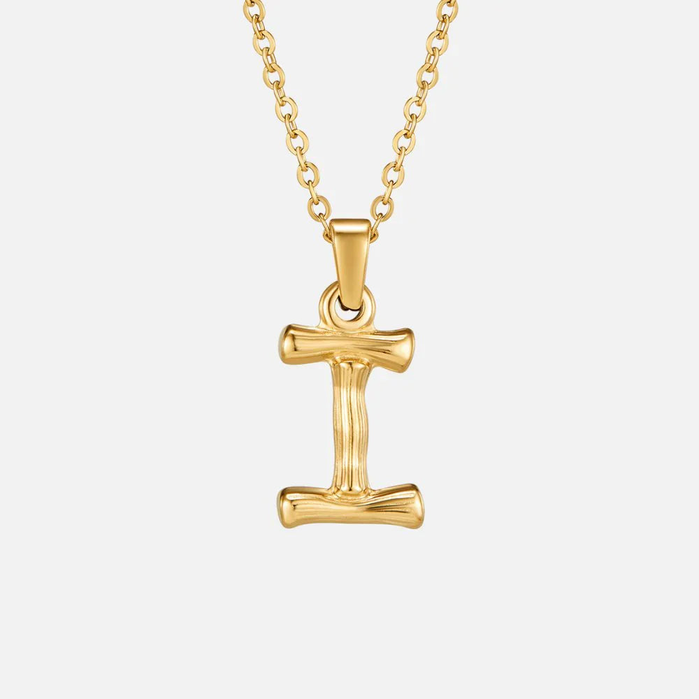 Vioraia Golden Bamboo Letter Pendant Necklace