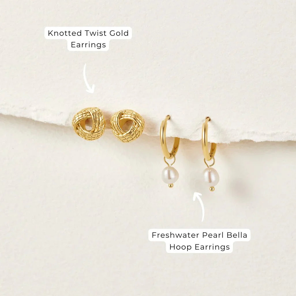Vioraia Knotted Twist Gold Earrings