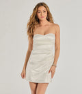 Gleaming Chic Pleated Satin Mini Dress