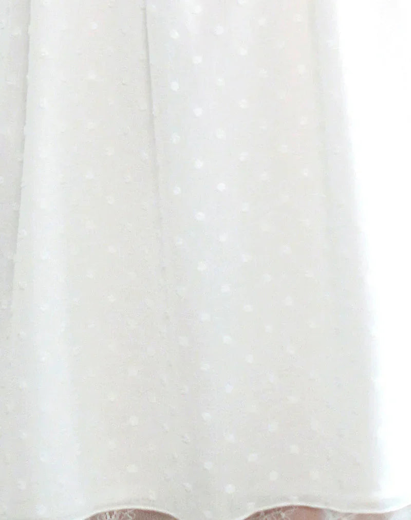 Yagis Smock Mini Dress in Dobby Chiffon White Lace
