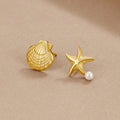 Vioraia Naia Shell & Starfish Gold Earrings