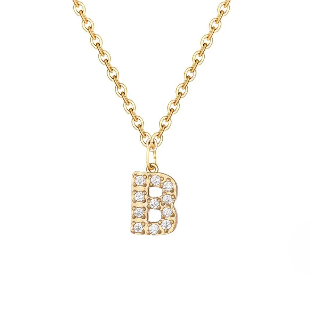 Vioraia Crystal Letter Charm Necklace