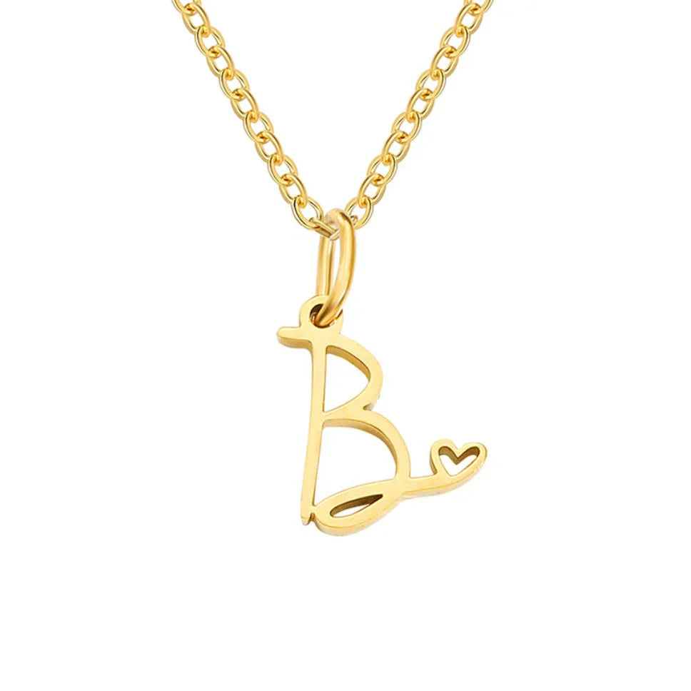 Vioraia Gold Letter Heart Necklace