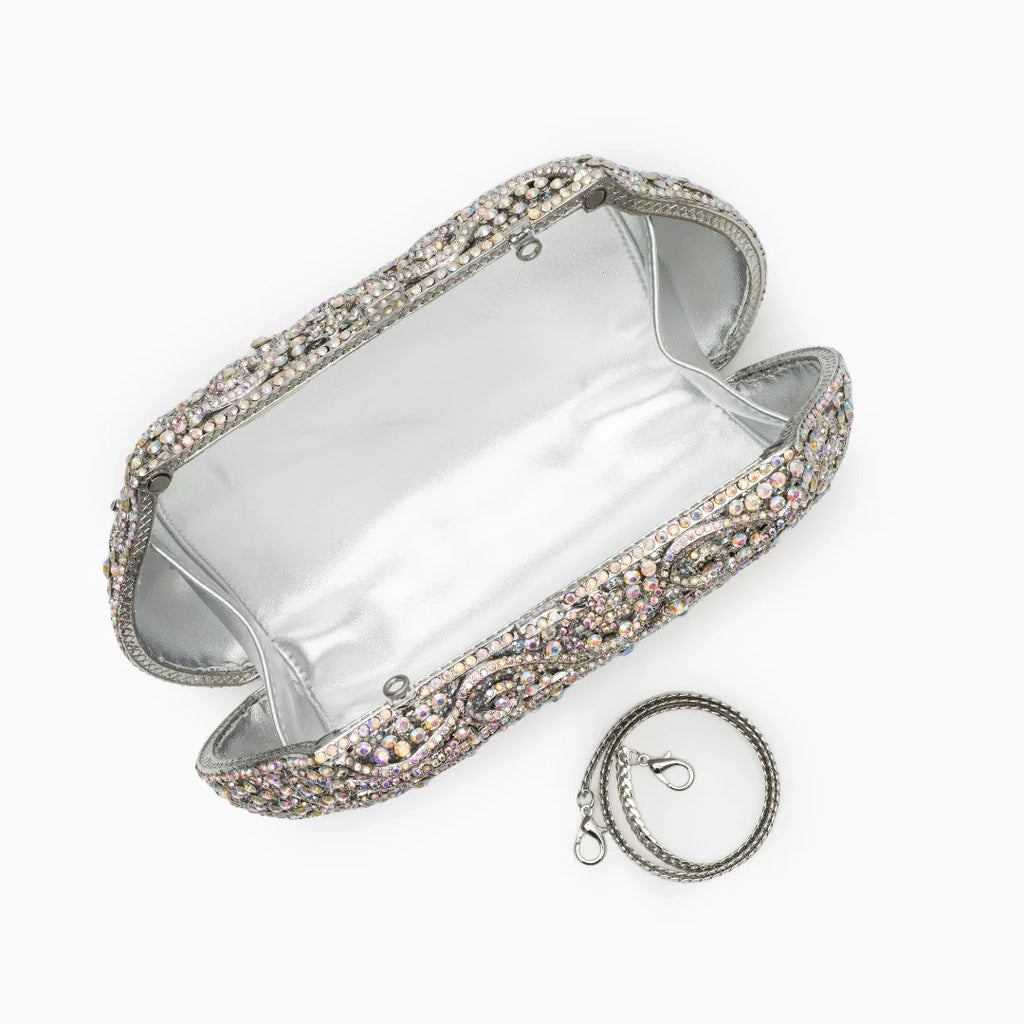 Vioraia Juliet Rhinestones Clutch Bag - Silver