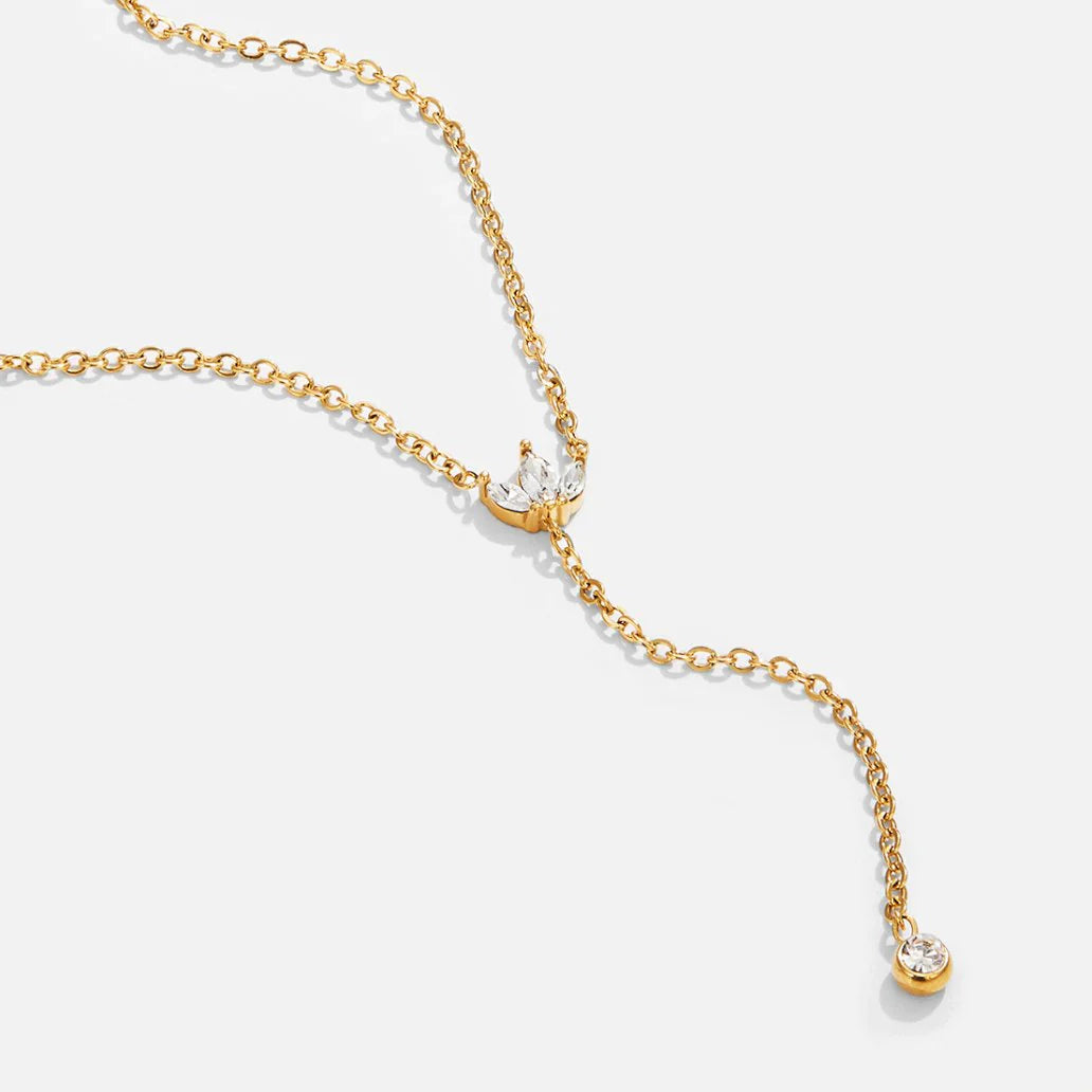 Vioraia Lariat Crystal Drop Necklace