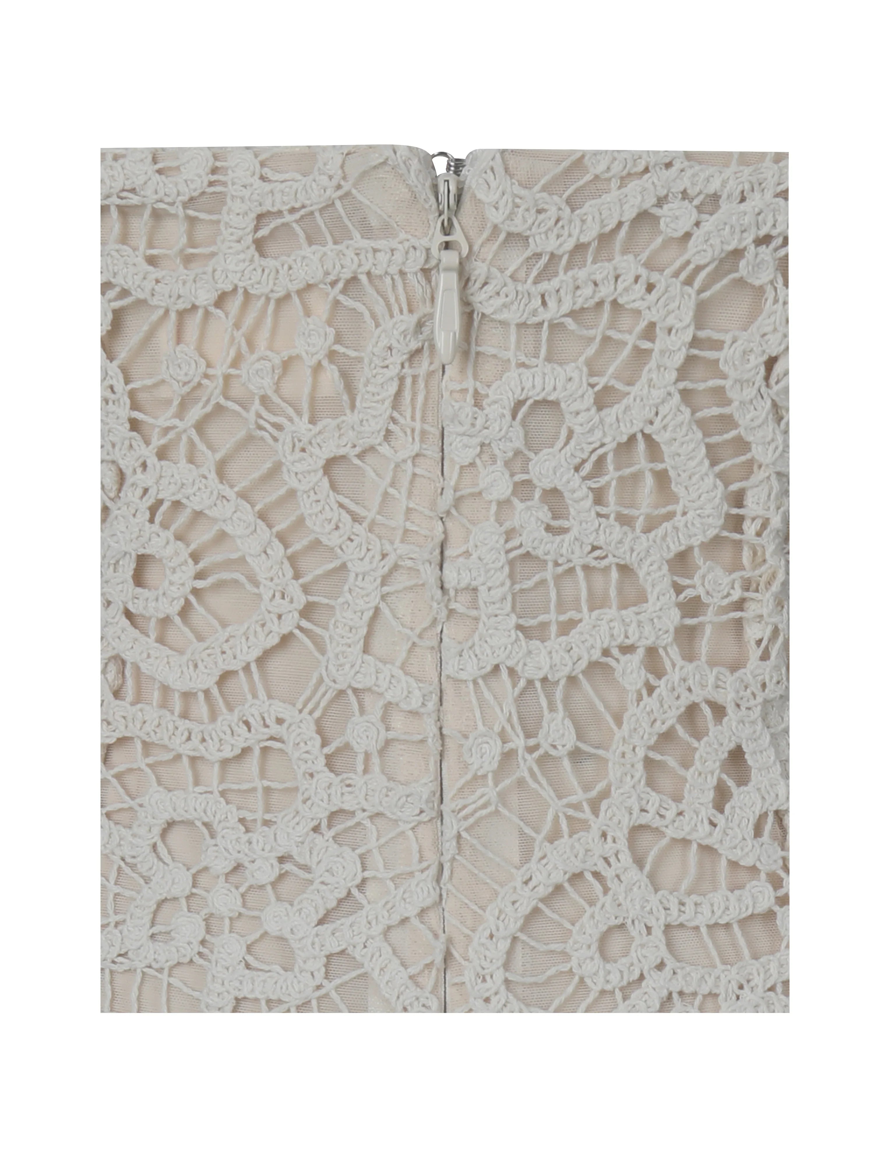 Faelyn Off-White Double Fringe Crochet Halter Maxi Dress