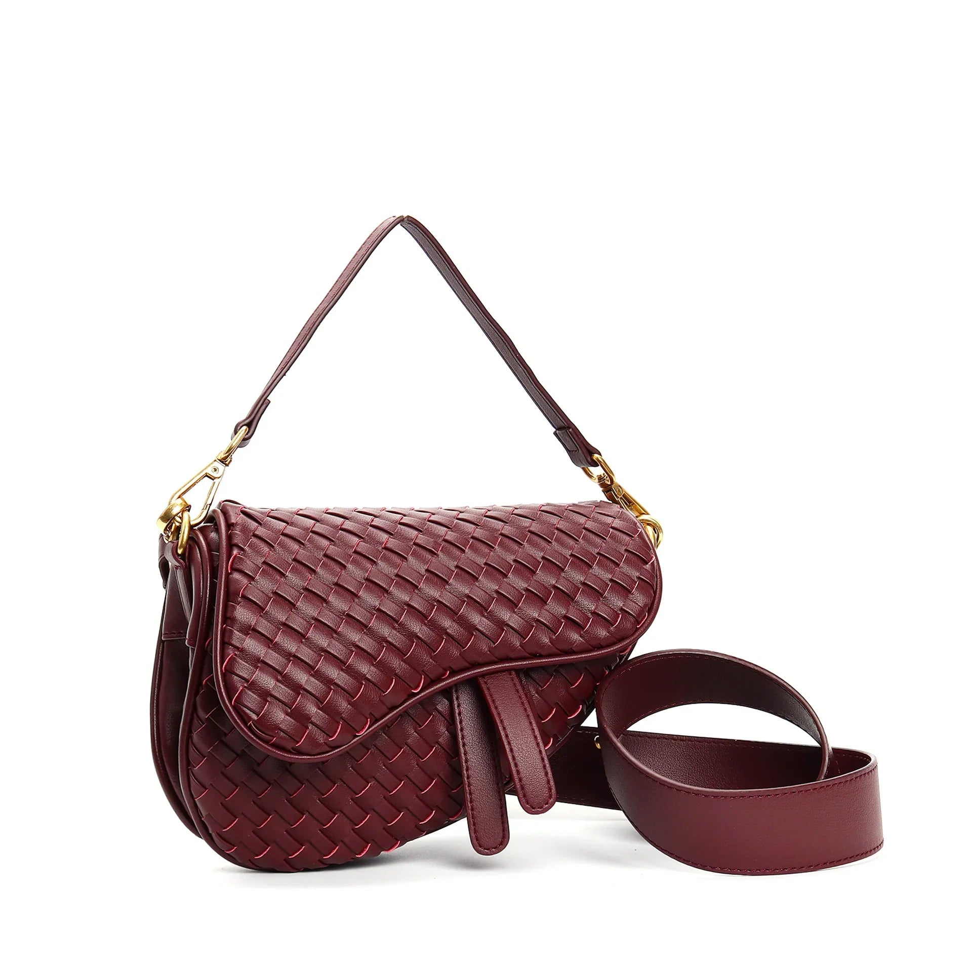 Vioraia Madelyn Woven Saddle Bag
