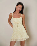 Liuka Mini Dress in Smudge Floral Yellow