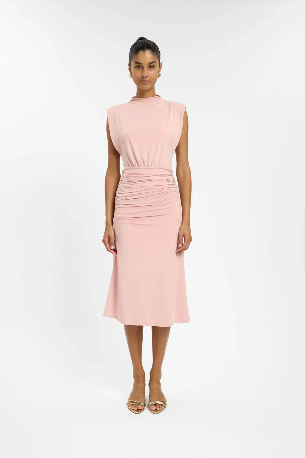 Structured Shoulder Midi Dress | Musk