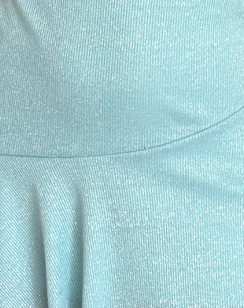 Cynthia Mini Dress in Shimmer Rib Light Blue