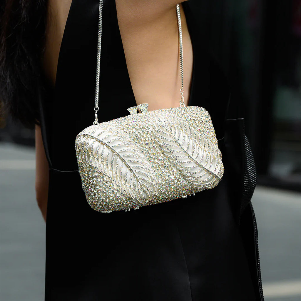 Vioraia Sparkling Leaves Clutch Bag