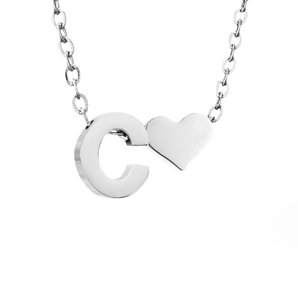 Vioraia Forever Love & Letter Silver Necklace