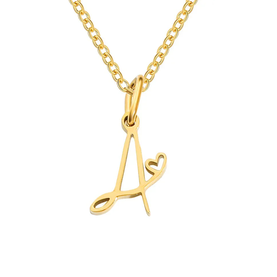 Vioraia Gold Letter Heart Necklace