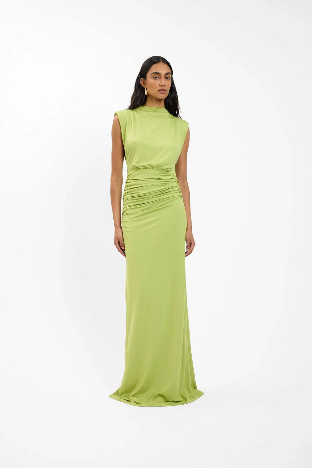 Structured Shoulder Gown | Emerald