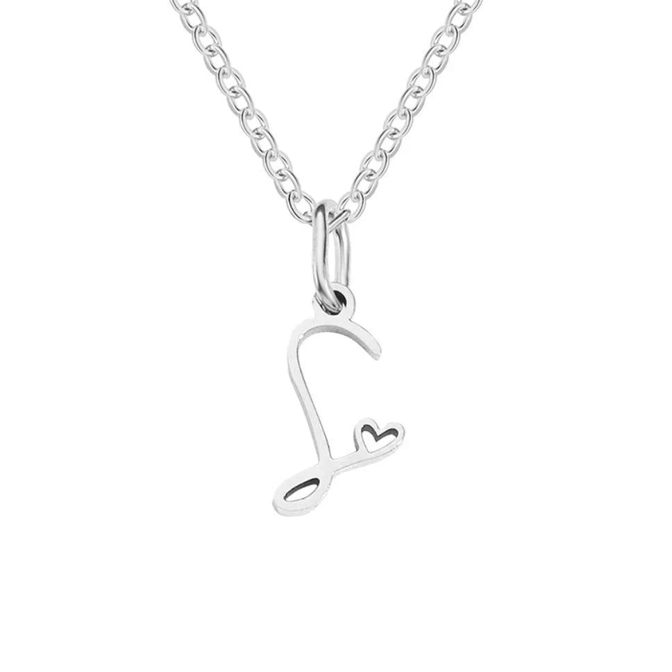 Vioraia Silver Letter Heart Necklace
