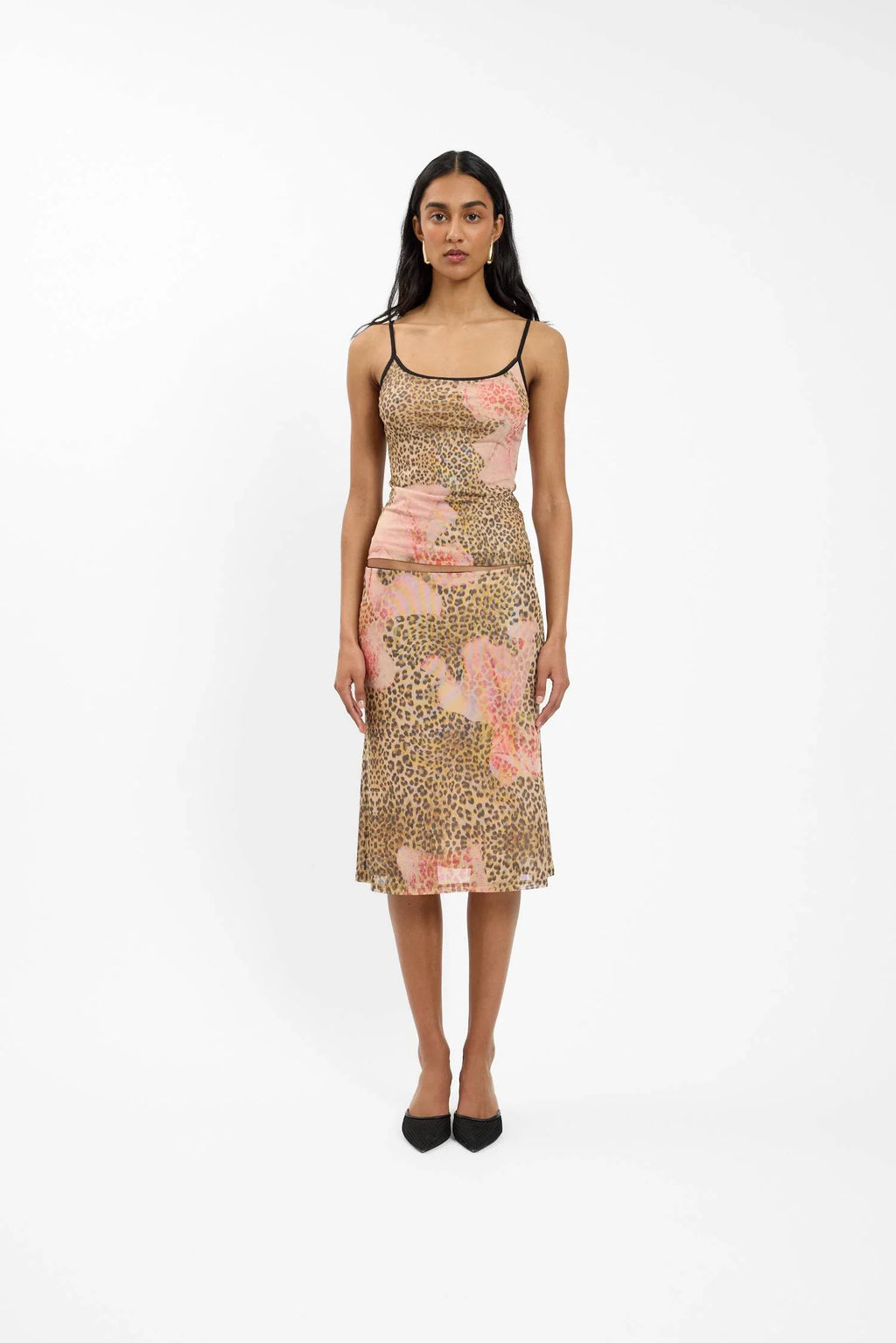 Midi Skirt | Mesh Leopard