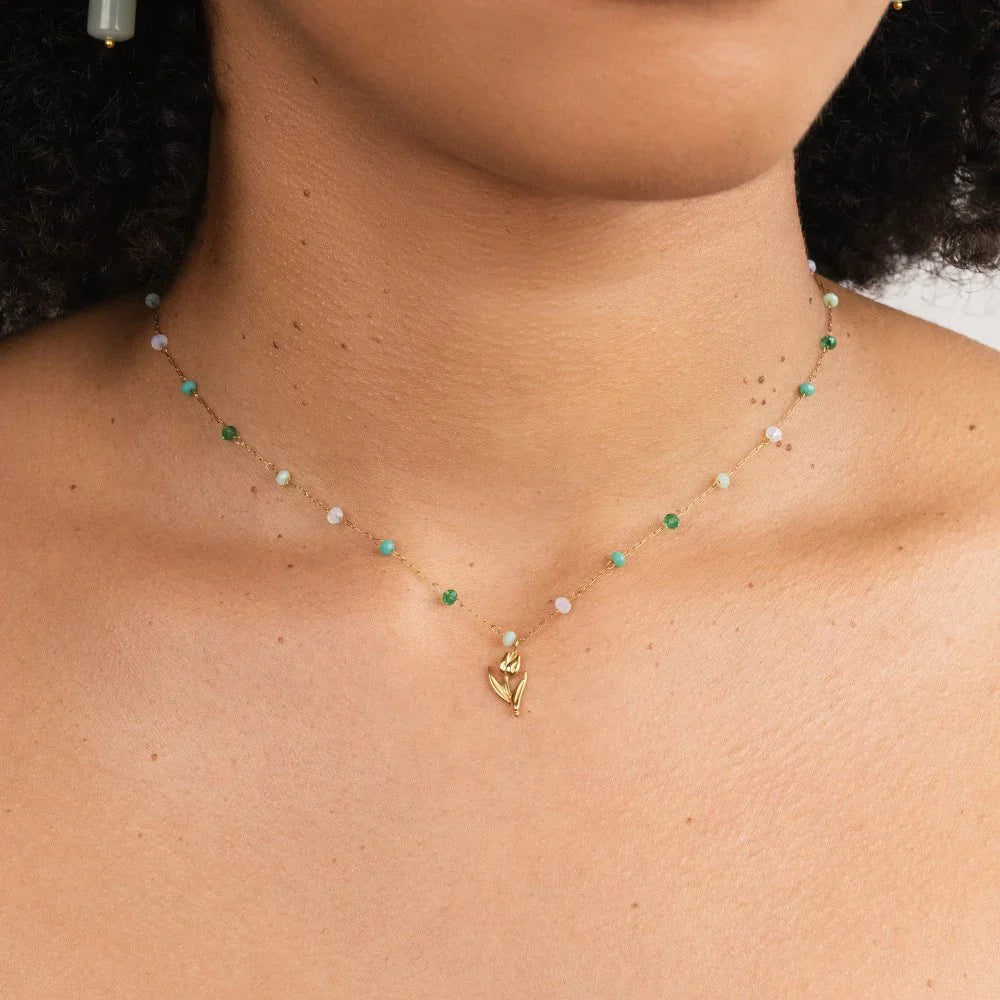Vioraia Golden Tulip Bead Necklace