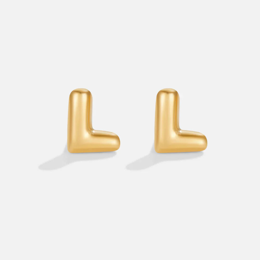 Vioraia Gold Bubble Letter Earrings