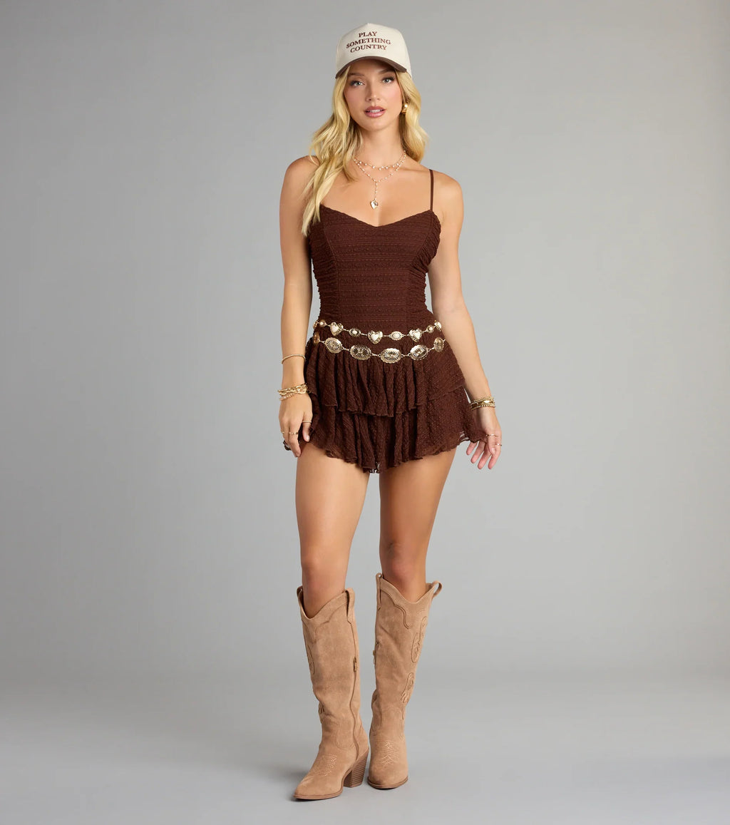 Flirty Flair Lace Ruffle Mini Dress