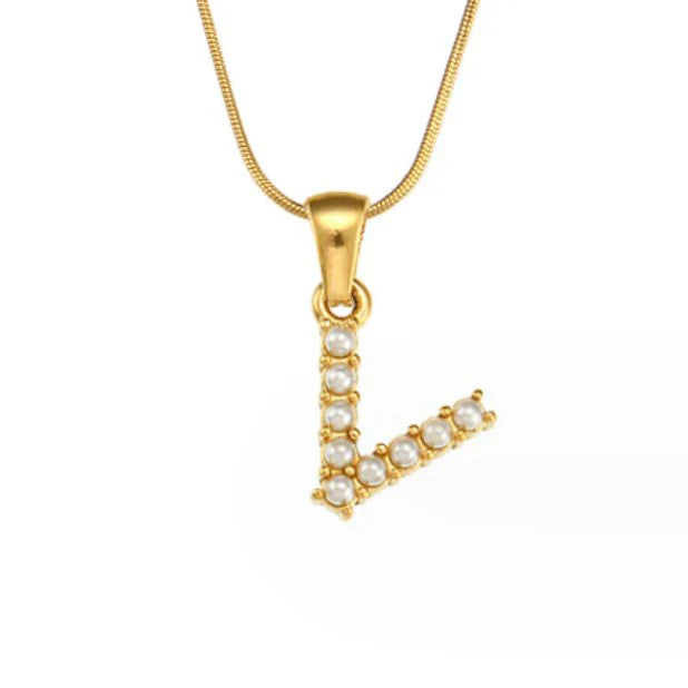Vioraia Letter Pearl Charm Necklace