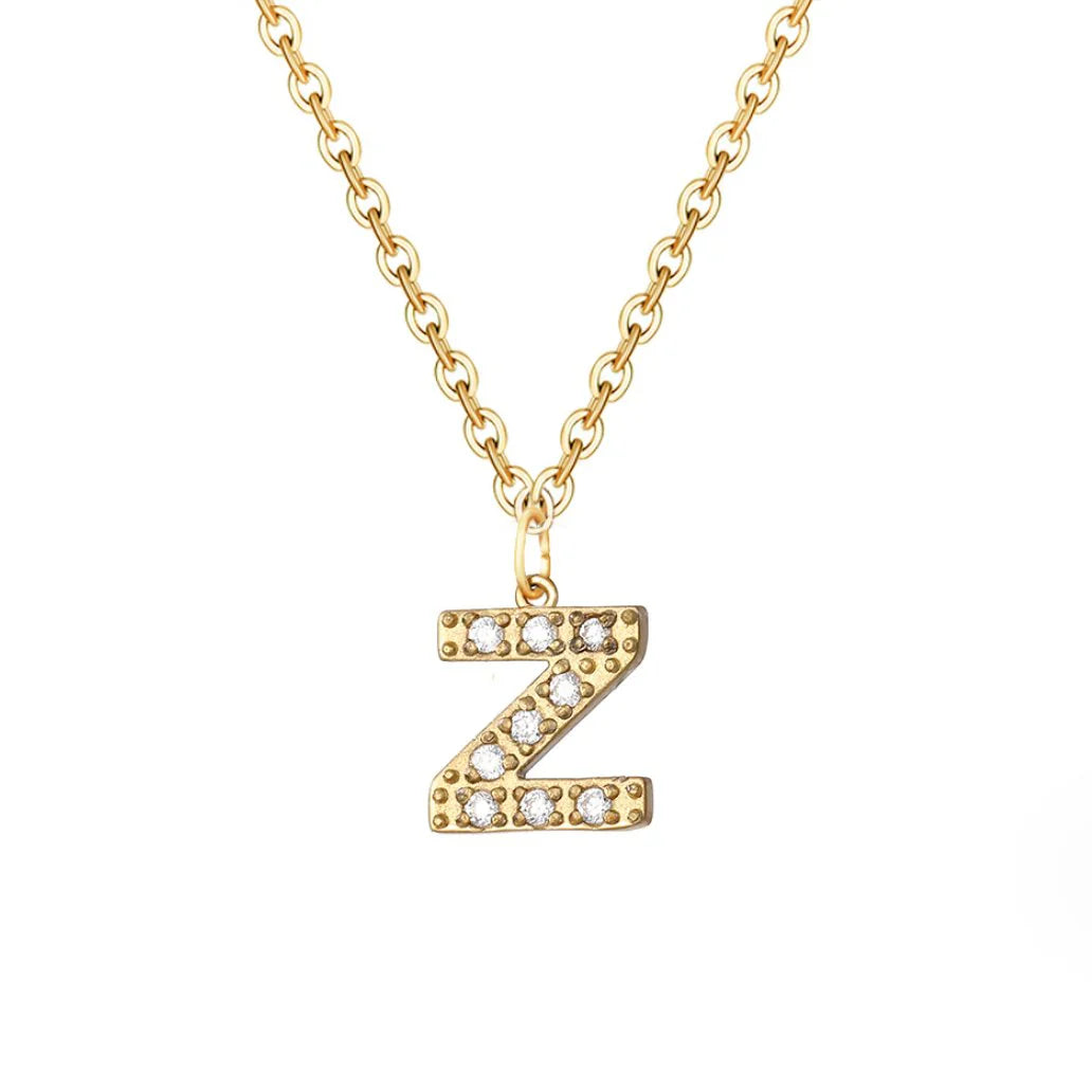 Vioraia Crystal Letter Charm Necklace