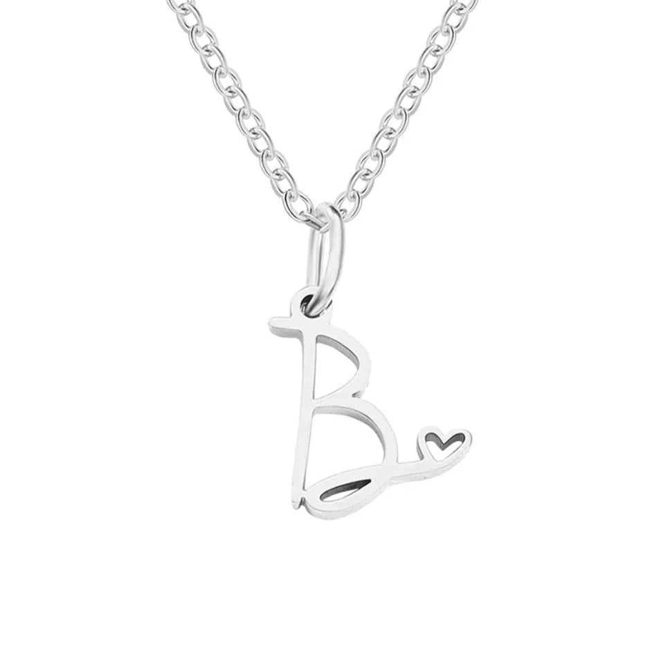 Vioraia Silver Letter Heart Necklace