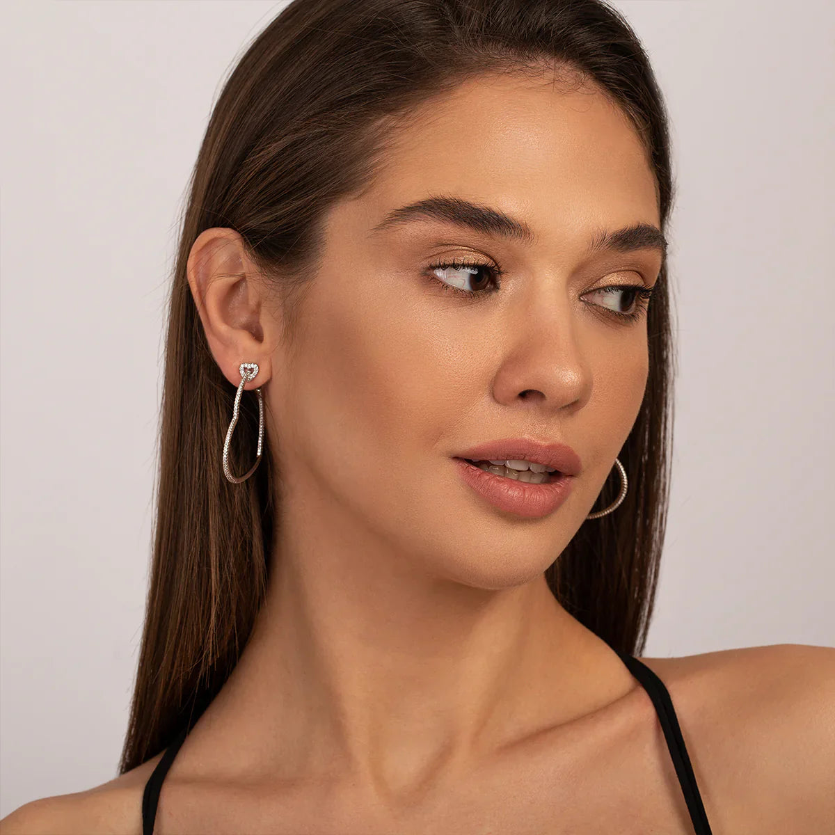 Vioraia Sparkling Love Hoop Earrings