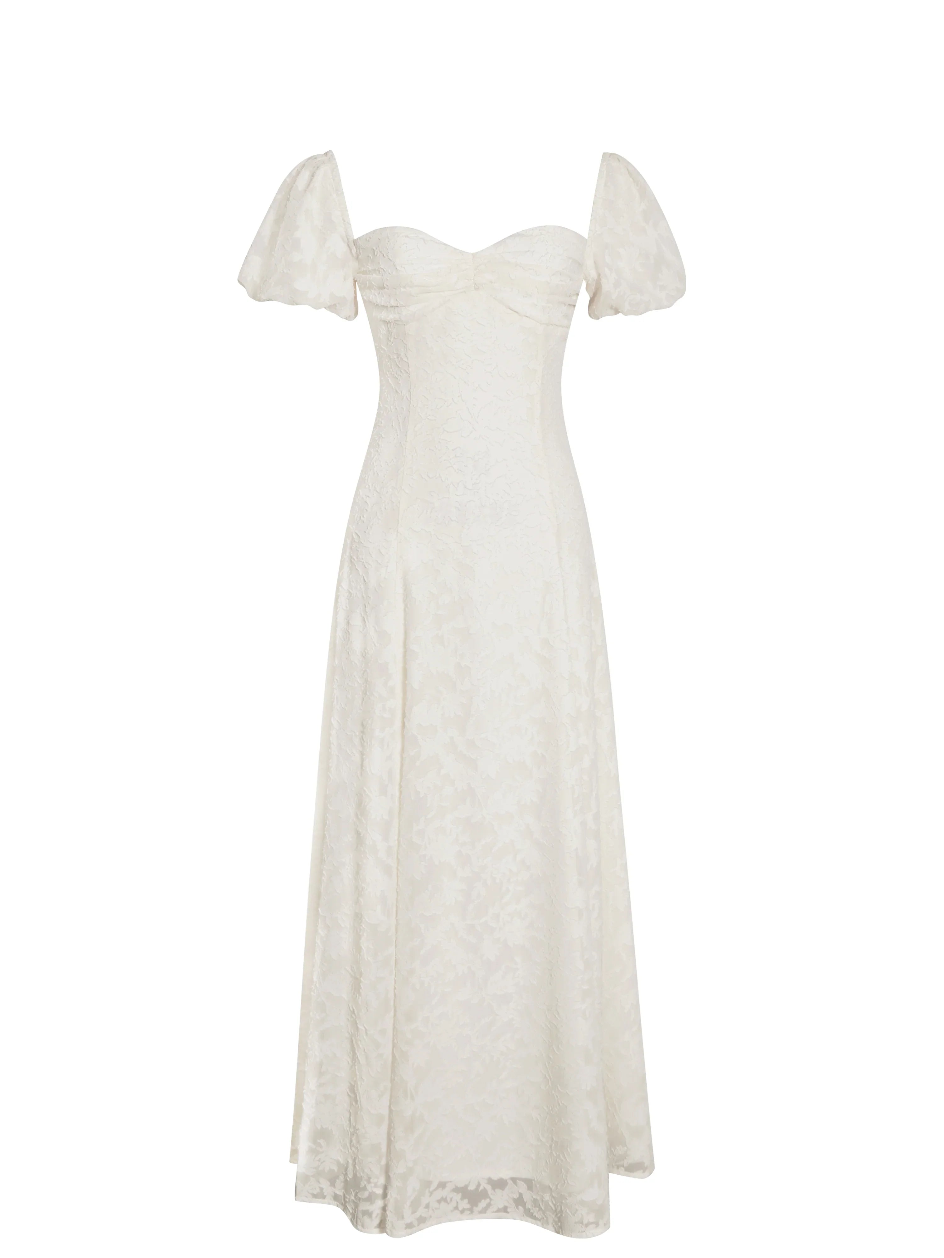 Pandora White Bubble Sleeve Backless Maxi Dress