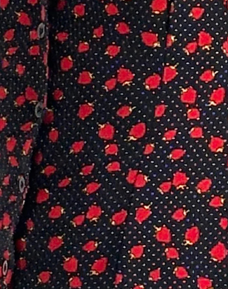 Holmana Mini Dress in Strawberry Polka Black