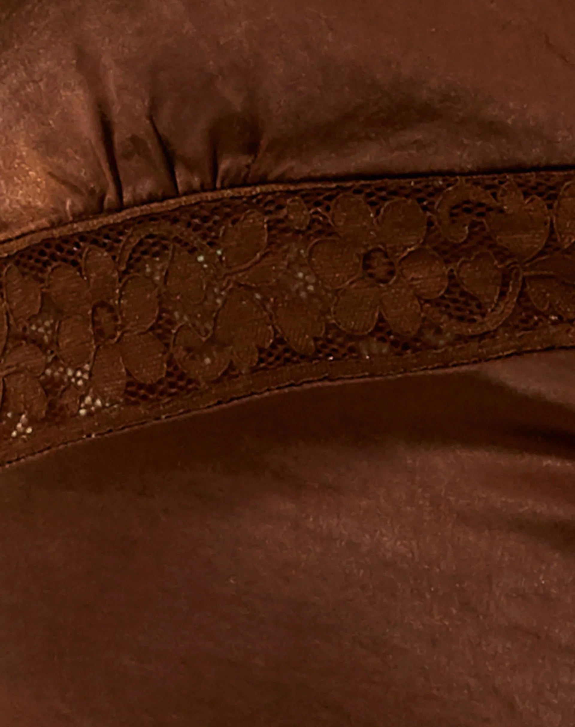 Codina Mini Dress in Satin Chocolate with Chocolate Lace
