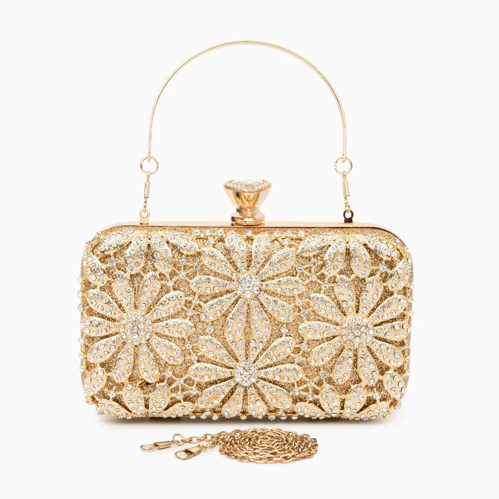 Vioraia Flower Rhinestones Clutch Bag