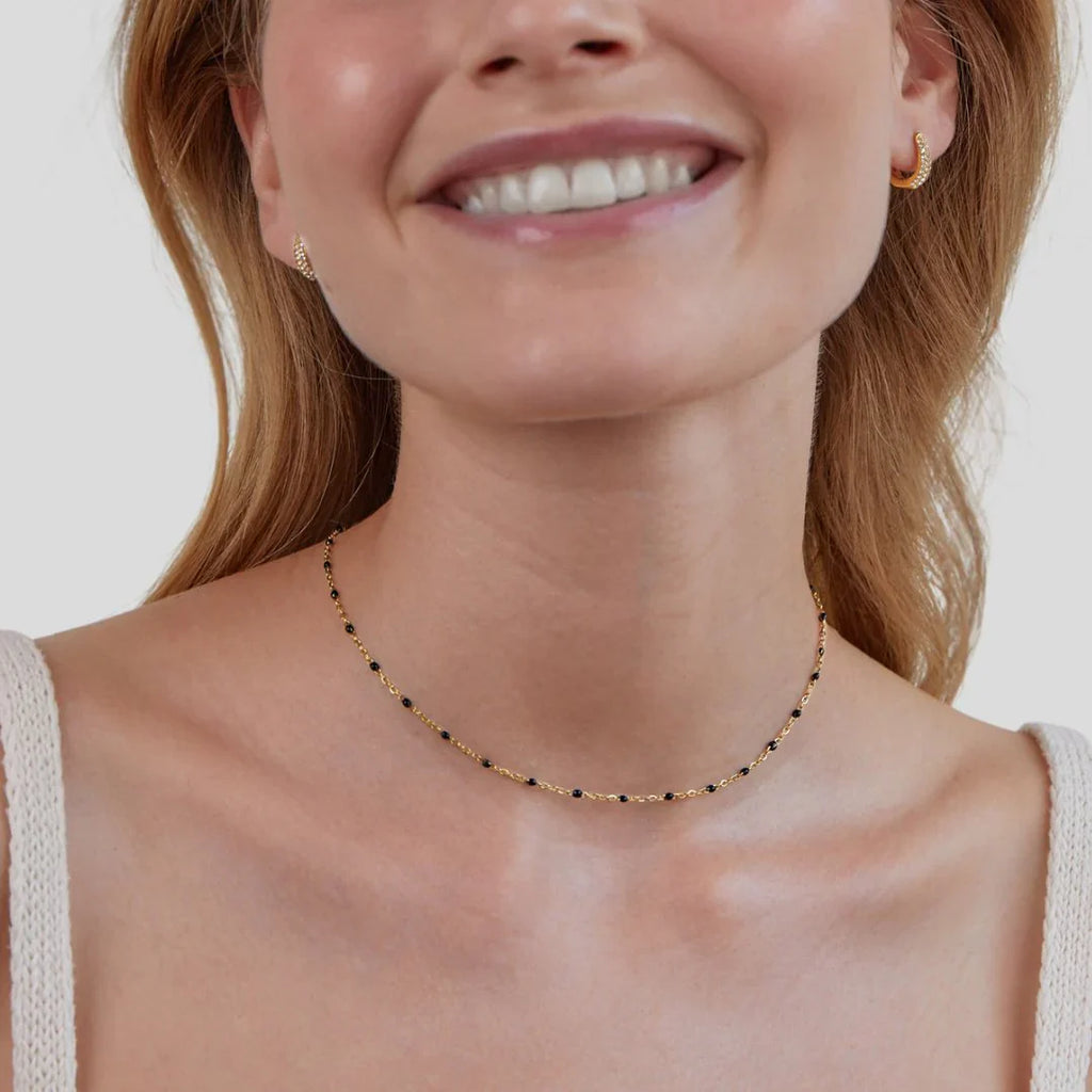 Vioraia Mila Black Bead Necklace