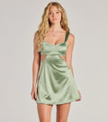 Breathtaking View Lace Up A-Line Satin Mini Dress