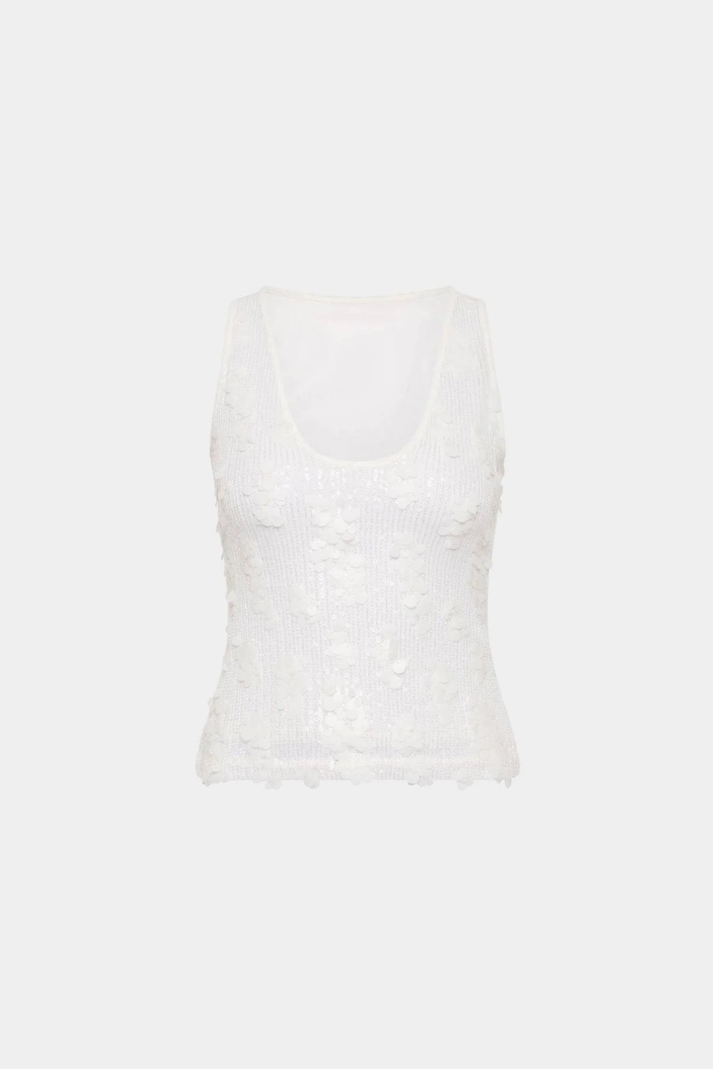 Tank Top Mesh | White Sequin