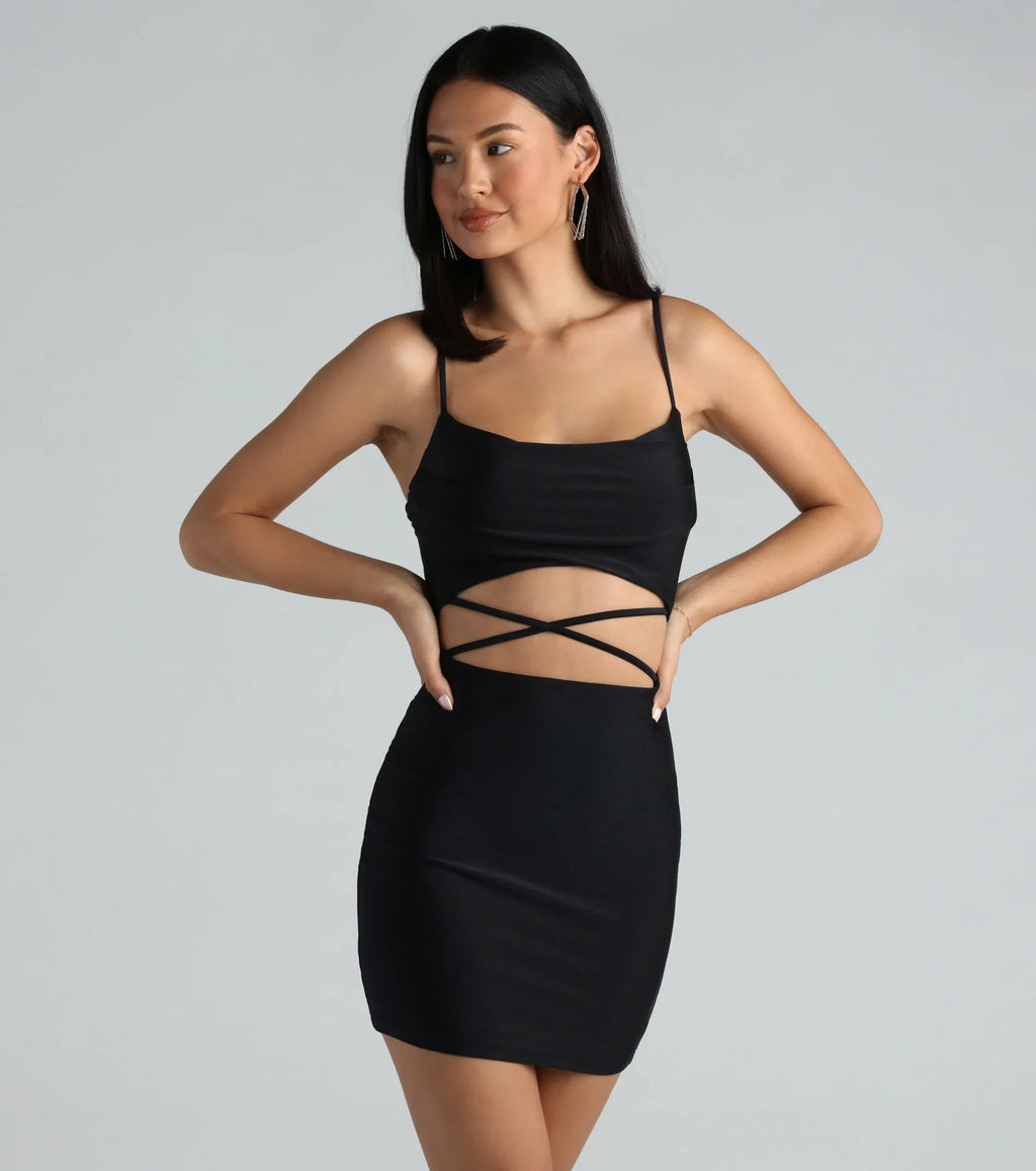 Party Town V-Neck Cutout Mini Dress
