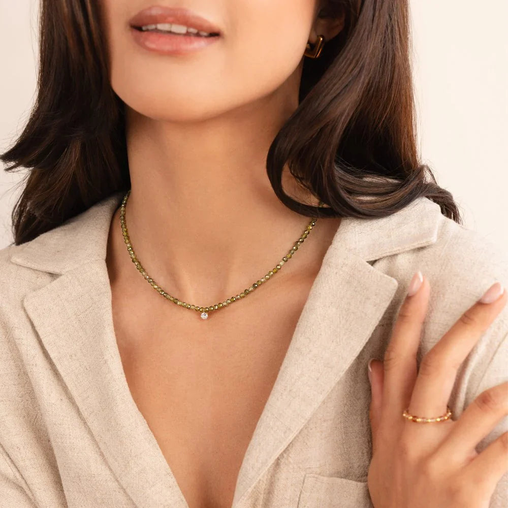 Vioraia Green Peridot Bead Necklace