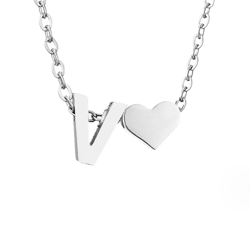 Vioraia Forever Love & Letter Silver Necklace