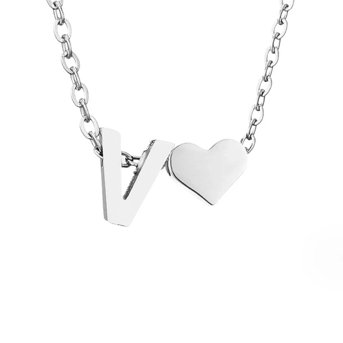 Vioraia Forever Love & Letter Silver Necklace