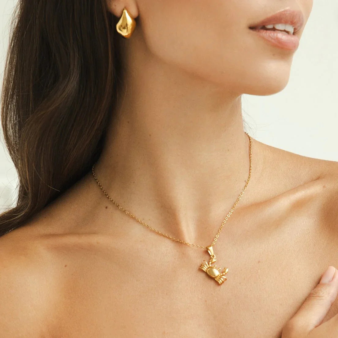 Vioraia Golden Crab Pendant Necklace